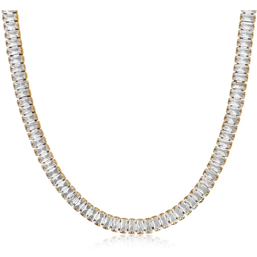 Elegant Gold and Silver Women's Necklace Baguette Choker Necklace